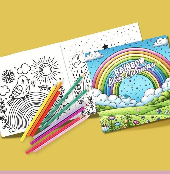 Printable Coloring Pages Rainbow Butterfly Coloring Book: Kids & Adults (Digital Download)