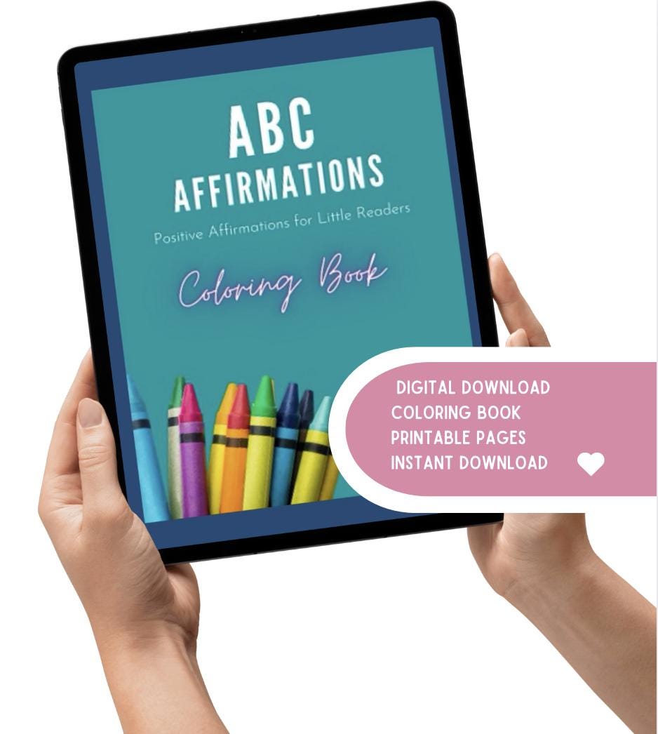 Birthday Gift for Kids ABC Positive Affirmations Coloring Book: Fun Kids Digital Ebook