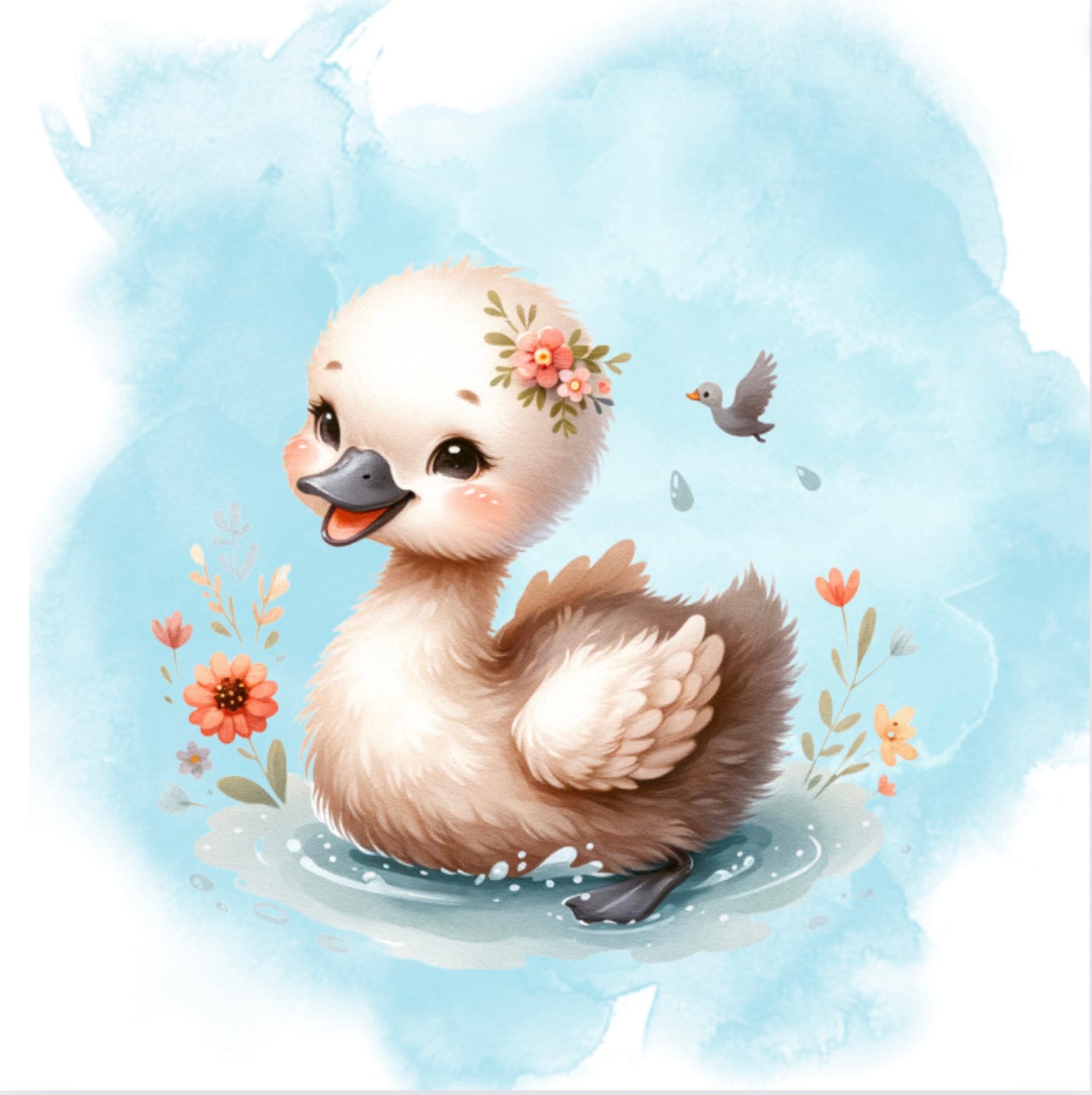Baby Duck Sticker Design: Customizable Kids Room Decor (Instant Download, PNG/PDF Files)