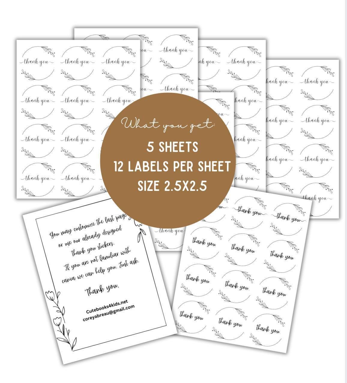 Customizable Thank You Labels: Wedding, Pantry, Business, Party Stickers (Printable Template)
