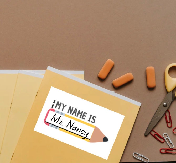 Back to School Name Tag Stickers: Fun Designs (Printable Digital Download)