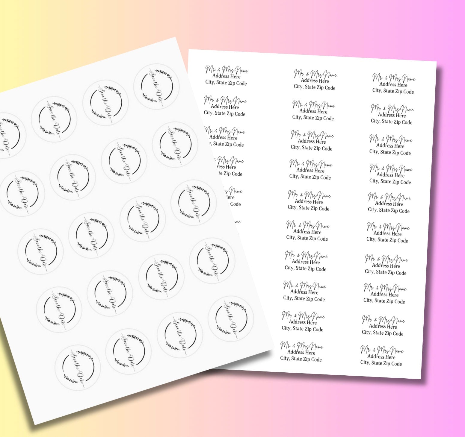Customizable Party Save the Date Stickers (PDF Download) Birthday Celebration