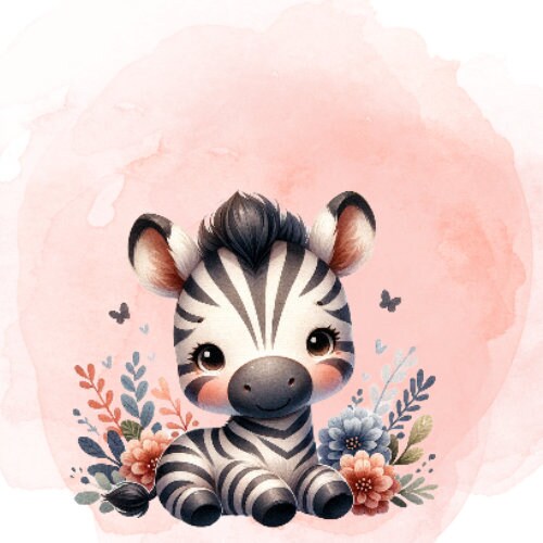 Baby Zebra Sticker for Kids Room, Nursery Decor Set: Printable Stickers (Downloadable File)