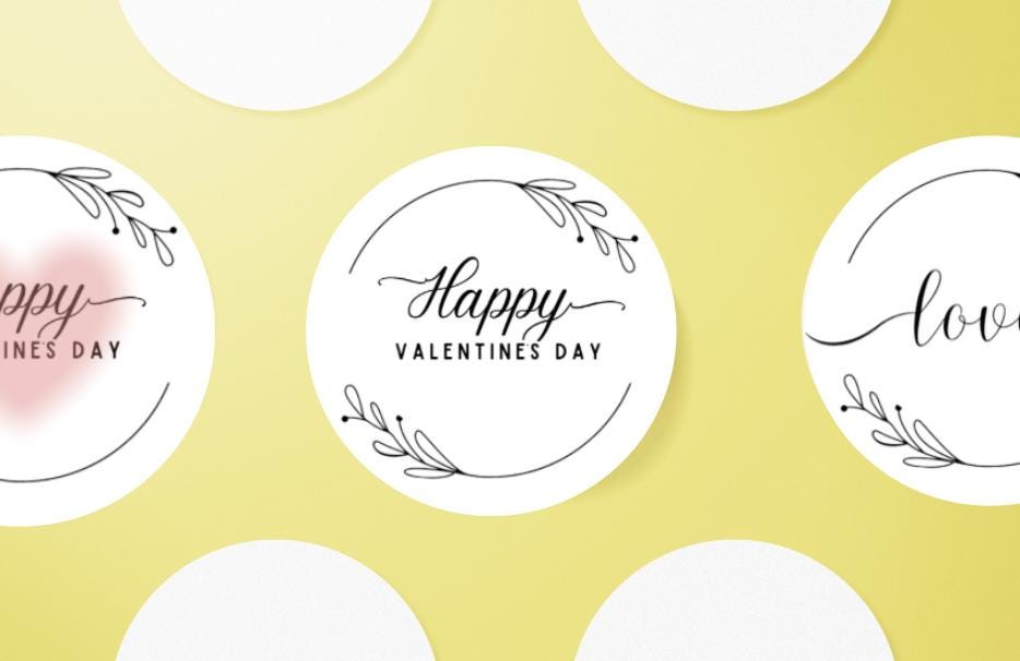 Valentine's Day Customizable Sticker Template: Printable DIY Design (Instant Download)