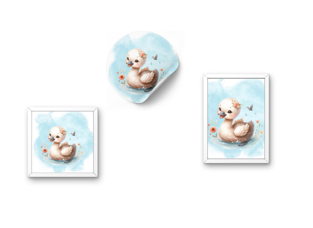 Baby Duck Sticker Design: Customizable Kids Room Decor (Instant Download, PNG/PDF Files)