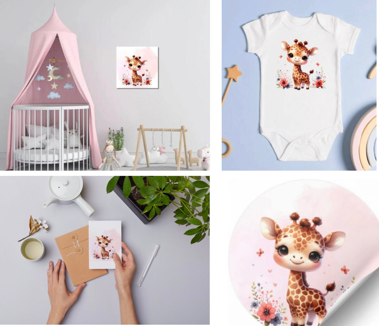 Baby Giraffe Sticker: Whimsical Nursery Decor Art (PDF/PNG Digital Download)