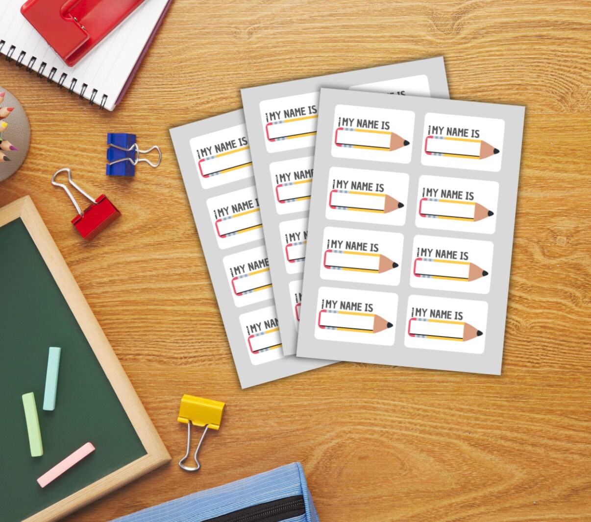 Back to School Name Tag Stickers: Fun Designs (Printable Digital Download)