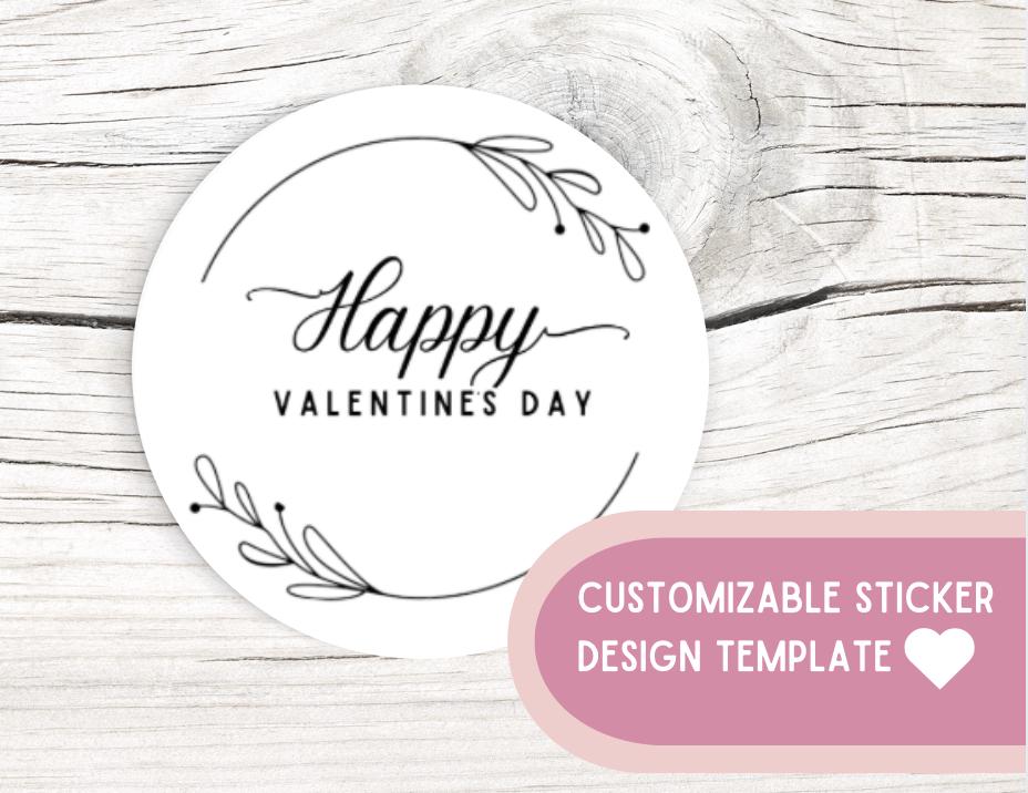 Valentine's Day Customizable Sticker Template: Printable DIY Design (Instant Download)