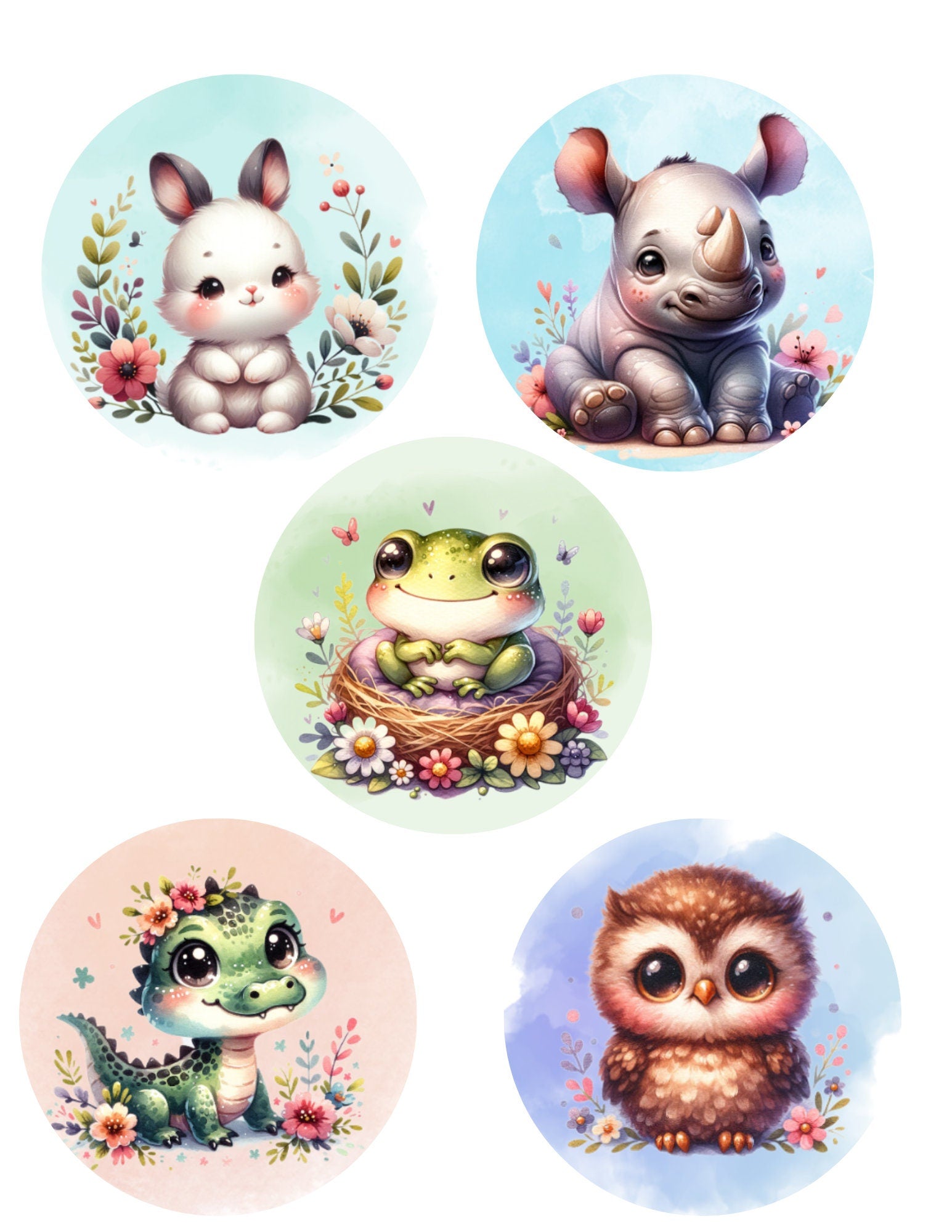 Printable Baby Animal Stickers • Nursery Clipart • Kids Room Decor (PNG Instant Download)