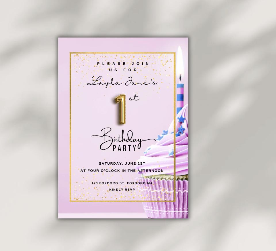 1st Birthday Party Invite Template: Customizable Party Invitation Design Printable Invitations