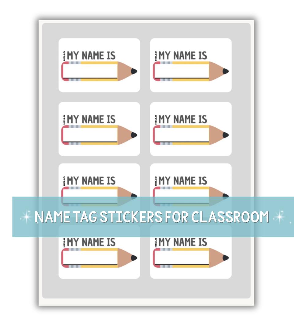 Back to School Name Tag Stickers: Fun Designs (Printable Digital Download)