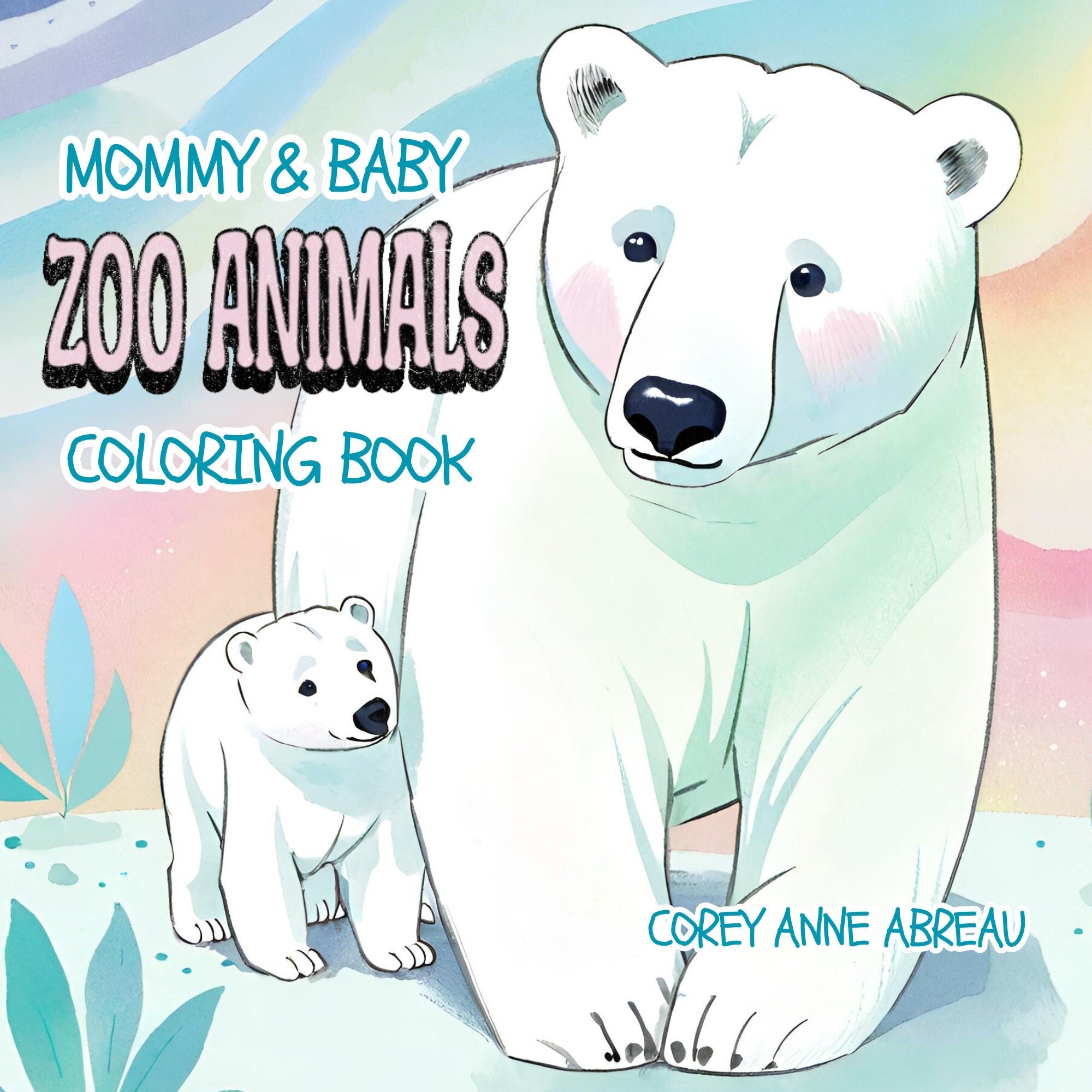 Zoo Animals Coloring Book 34 Cute Mommy & Baby Animals Coloring Pages Adult and Kid Coloring Pages Printable Digital Instant Download PDF