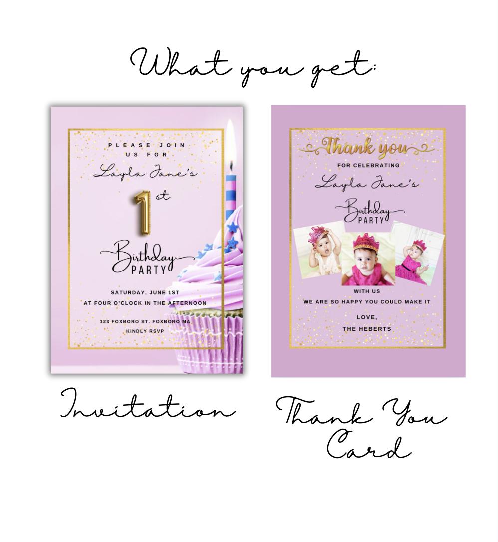 1st Birthday Party Invite Template: Customizable Party Invitation Design Printable Invitations