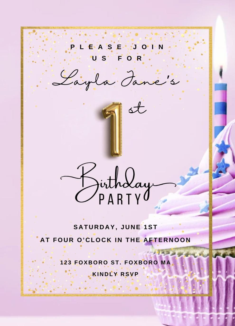 1st Birthday Party Invite Template: Customizable Party Invitation Design Printable Invitations