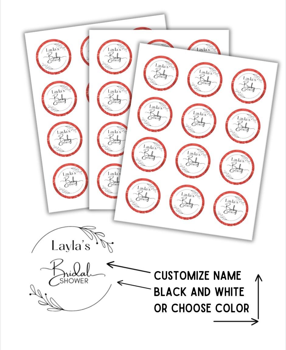 Personalized Baby Shower Stickers: Printable Label Template (Digital Download)