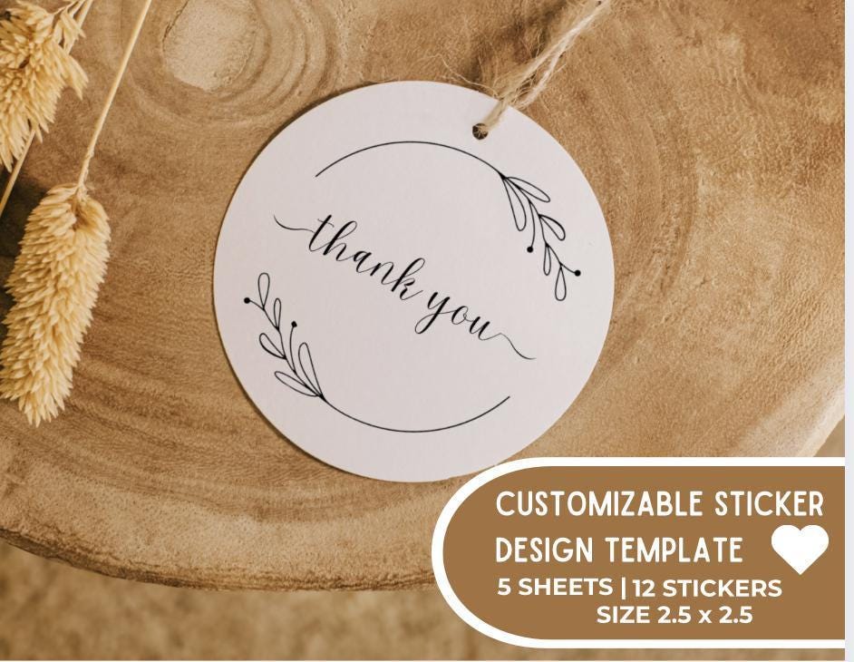 Customizable Thank You Labels: Wedding, Pantry, Business, Party Stickers (Printable Template)
