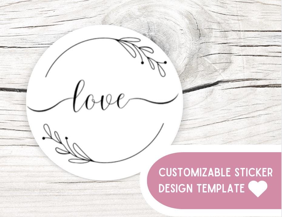 Valentine's Day Customizable Sticker Template: Printable DIY Design (Instant Download)