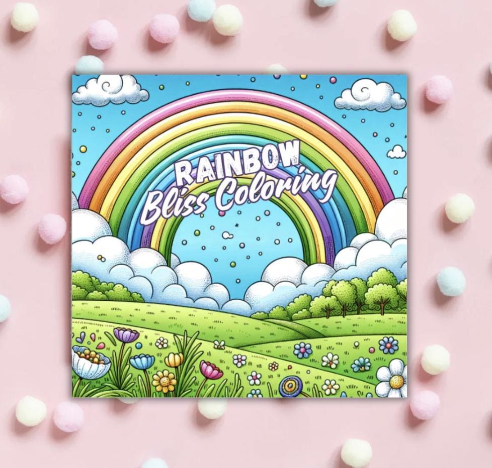 Printable Coloring Pages Rainbow Butterfly Coloring Book: Kids & Adults (Digital Download)