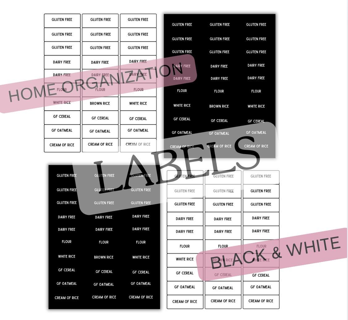Kids Customizable Label Template: Black & White, Minimalist (Instant Download)