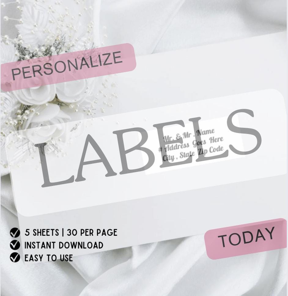 Fancy Party Labels | Customizable Return Address Labels (Instant Download)